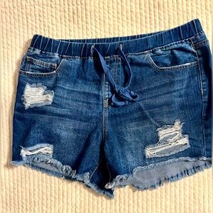 YMI Distressed Blue Jean Shorts with Drawstring